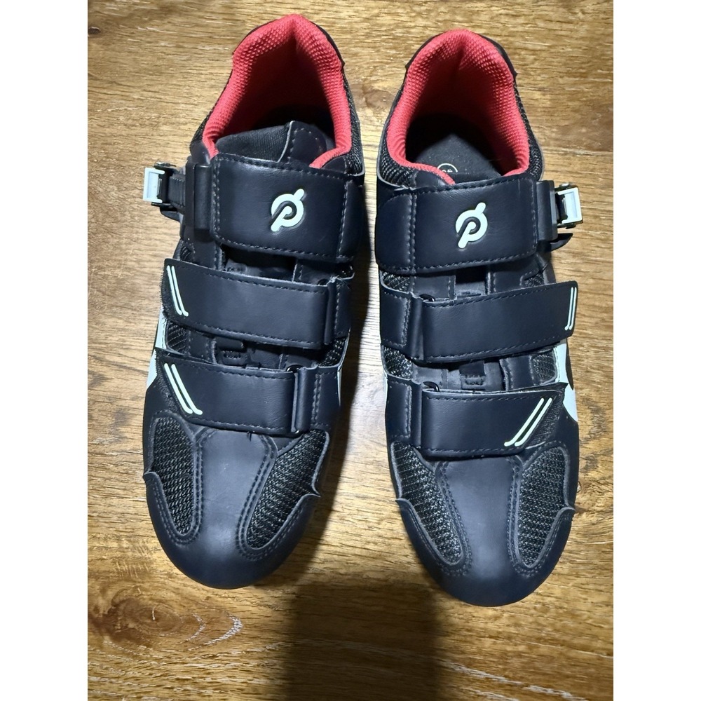 Peloton Road Cycling Shoes Black White Red Unisex EU 40 3-Bolt Cleat Buckle